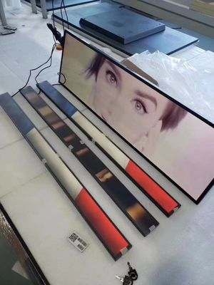 exhibición ultra ancha publicitaria interior del lcd de la barra del estiramiento de la pantalla del estante de la tira del reproductor multimedia del supermercado de encargo del tamaño de 23,1 pulgadas