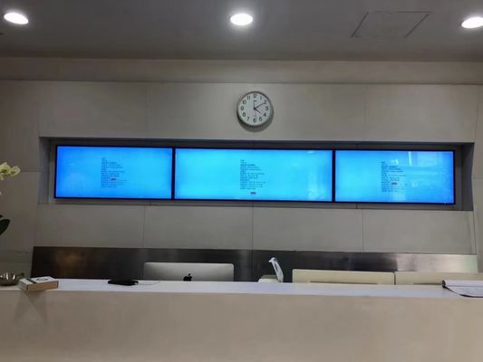 exhibición ultra ancha publicitaria interior del lcd de la barra del estiramiento de la pantalla del estante de la tira del reproductor multimedia del supermercado de encargo del tamaño de 23,1 pulgadas
