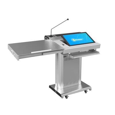 Podio inteligente portátil para auditorio con pantalla frontal de 32" y atril digital de altura ajustable con Intel i5 6.°