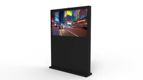 Display comercial de 55 pulgadas de pie en el exterior, reproductor publicitario de señalización digital