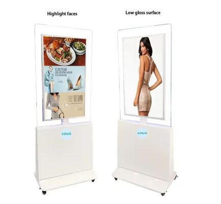 Señalización digital de vidrio QLED de 55 pulgadas con pantalla publicitaria de doble cara con brillo de 350 Cd/m²