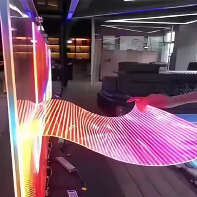 16 9 Relación de aspecto Ultra delgada de 3,9 mm Transparente pantalla de película LED para la instalación de paredes de cortina de vidrio