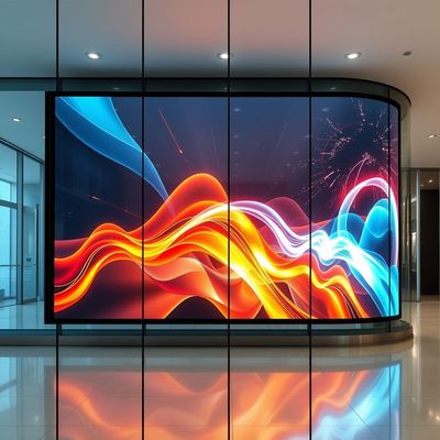 Película de pantalla LED transparente plegable IP65 Nivel de brillo 5000 nits Ultra delgado 3.9mm Diseño fácil de instalar para superficies curvas