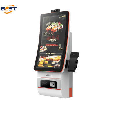 Quiosco de pedidos de autoservicio montado en la pared con toque capacitivo de 10 puntos y sistema POS Android para restaurantes