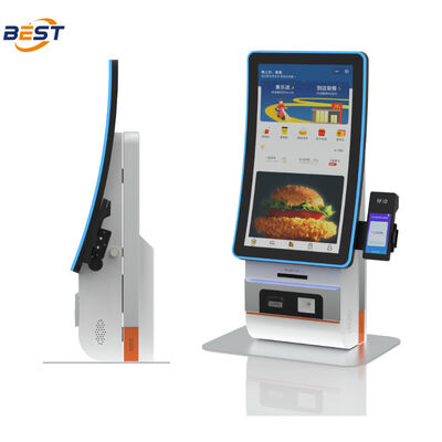 Quiosco de pedidos de autoservicio montado en la pared con toque capacitivo de 10 puntos y sistema POS Android para restaurantes