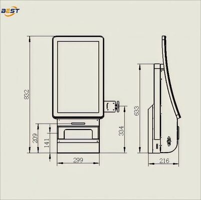 Quiosco de pedidos de autoservicio montado en la pared con toque capacitivo de 10 puntos y sistema POS Android para restaurantes