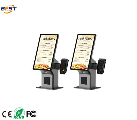 Tablero de menú digital con pantalla táctil capacitiva de 21,5 pulgadas con impresión térmica y LCD a todo color para restaurantes