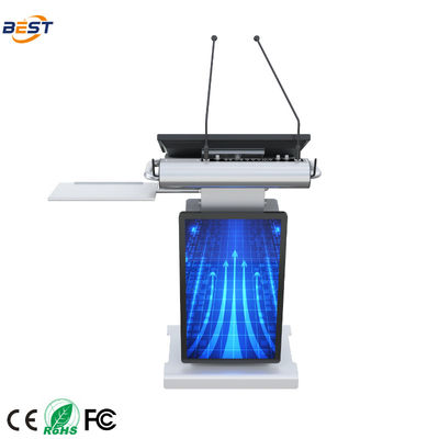 Smart Lectern con 150 mm de altura máxima de elevación y opcional 32 pulgadas Smart Kiosk Screen Ángulo de pantalla ajustable 10-40 °