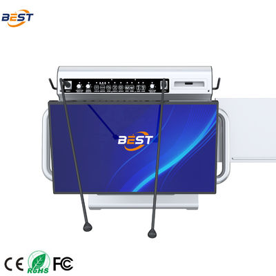 Podio multimedia eléctrico con 150 mm de altura máxima de elevación y pantalla de quiosco inteligente opcional de 32 pulgadas