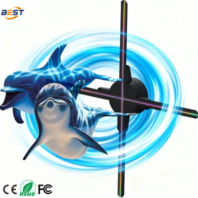 Ventilador de holograma LED con 768 bolas de lámpara LED 3740 nit Brillo y ángulo de visión de 176 ° para aplicaciones en interiores