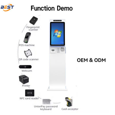 Quiosco de autoservicio de 21,5/27 pulgadas con sistema operativo Android/Windows y pantalla táctil capacitiva de 10 puntos