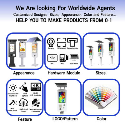 Quiosco de auto-pedidos al aire libre con clasificación de resistencia al agua IP65 Procesadores Intel Core i3/i5/i7 y toque capacitivo de 10 puntos