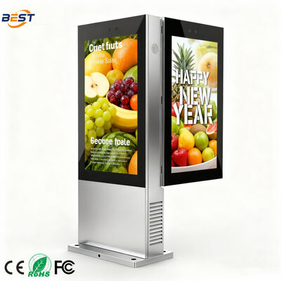 Display de señalización digital LCD de doble cara IP65 resistente al agua con 50000 horas de vida útil para uso al aire libre