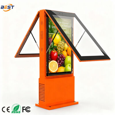 Señalización digital LCD exterior IP65 a doble cara e impermeable con toque capacitivo de 10 puntos para el vestíbulo del hotel y eventos