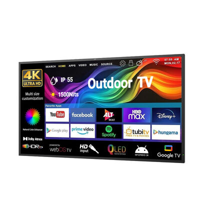 Pantalla comercial de televisión al aire libre con resolución UHD 4K IP66 impermeable y alto brillo 2500-3000cd/m2
