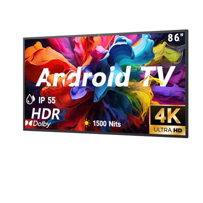 Televisor para exteriores resistente al agua IP55/IP66 con resolución 4K Ultra HD y alto brillo de 1500-3000nits para pantallas comerciales