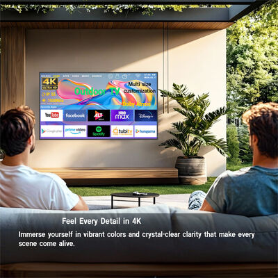 Televisor para exteriores resistente al agua IP55/IP66 con resolución 4K Ultra HD y alto brillo de 1500-3000nits para pantallas comerciales