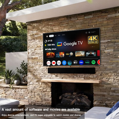 Televisor para exteriores resistente al agua IP55/IP66 con resolución 4K Ultra HD y alto brillo de 1500-3000nits para pantallas comerciales