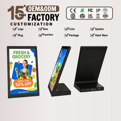 Pantalla de publicidad digital de escritorio tipo L con tamaños de 10,1" 14,1" 15,6" Resolución 1920×1080 y pantalla capacitiva multitáctil