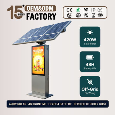 Pantalla publicitaria LED con energía solar | 1500-2000nit legible con luz solar