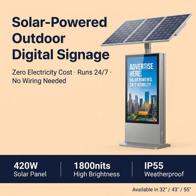 Pantalla publicitaria LED con energía solar | 1500-2000nit legible con luz solar
