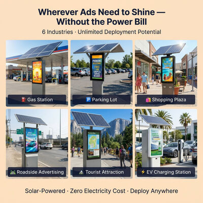 Pantalla publicitaria LED con energía solar | 1500-2000nit legible con luz solar