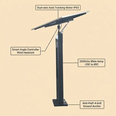 Señalización digital de seguimiento solar | Seguimiento solar automático | IP65 | Fuera de la red