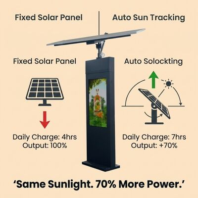 Totem de señalización digital de seguimiento solar con seguimiento automático del sol de doble eje 2000 nits pantalla de alto brillo y protección IP65