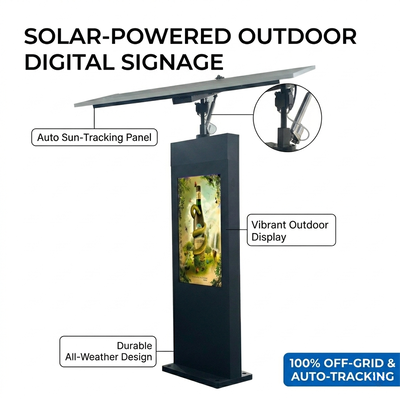 Señalización digital de seguimiento solar | Seguimiento solar automático | IP65 | Fuera de la red