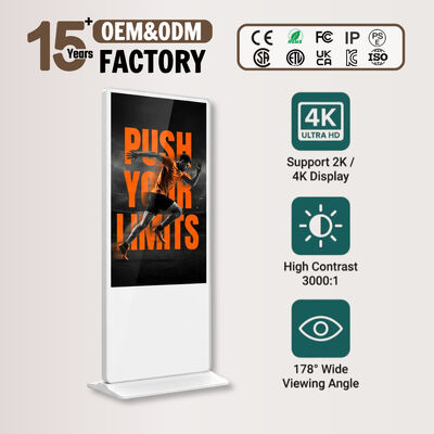 55 pulgadas de pantalla LCD digital de interior con pantalla táctil Quiosco Totem con sistema operativo Android 500 Cd/m2 Brillo