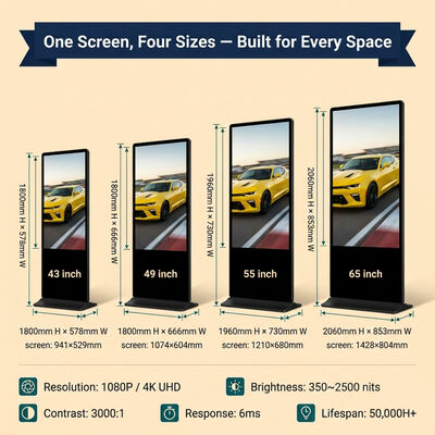 55 pulgadas de pantalla LCD digital de interior con pantalla táctil Quiosco Totem con sistema operativo Android 500 Cd/m2 Brillo