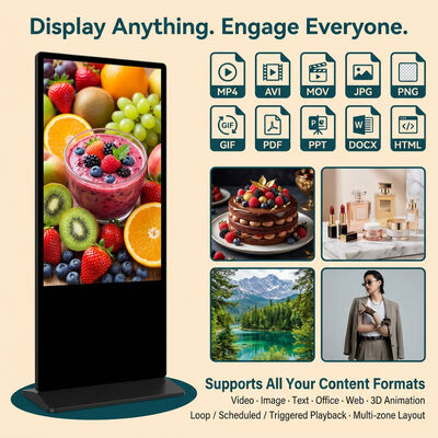 55 pulgadas de pantalla LCD digital de interior con pantalla táctil Quiosco Totem con sistema operativo Android 500 Cd/m2 Brillo