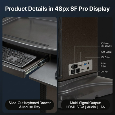 SDT 500Y 21.5 pulgadas Smart Digital Podium Flip Touch Screen eléctrico Micrófono de cuello de ganso Lecturón multimedia