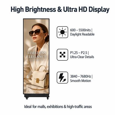 P1.86 Display portátil plegable de carteles LED para interiores de 640x1920 mm