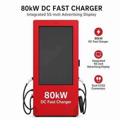 Estación de carga rápida DC de 80kW CCS1 CCS2 Pantalla LCD para exteriores con publicidad OCPP 1.6J 150-1000V