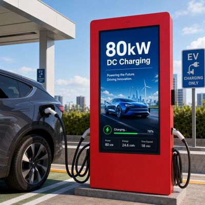 Estación de carga rápida DC de 80kW CCS1 CCS2 Pantalla LCD para exteriores con publicidad OCPP 1.6J 150-1000V