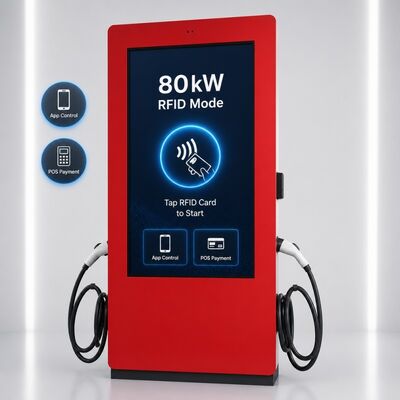 Estación de carga rápida DC de 80kW CCS1 CCS2 Pantalla LCD para exteriores con publicidad OCPP 1.6J 150-1000V