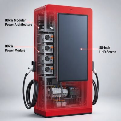 Estación de carga rápida DC de 80kW CCS1 CCS2 Pantalla LCD para exteriores con publicidad OCPP 1.6J 150-1000V