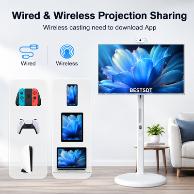Pantalla Inteligente Móvil con Batería de 32 Pulgadas Android 13, Señalización Digital Táctil 4K IPS 8GB 128GB
