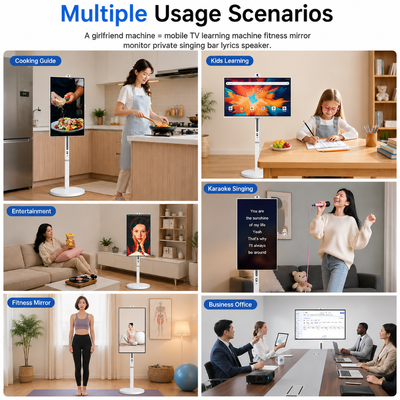 Pantalla Inteligente Móvil con Batería de 32 Pulgadas Android 13, Señalización Digital Táctil 4K IPS 8GB 128GB