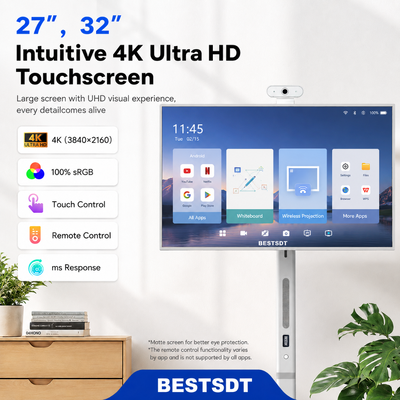 Pantalla Inteligente Móvil con Batería de 32 Pulgadas Android 13, Señalización Digital Táctil 4K IPS 8GB 128GB