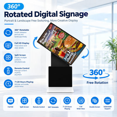Pantalla táctil de 360 grados giratorio de piso digital de 43 50 55 65 pulgadas 4K Android Windows