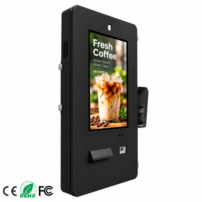 Quiosco de autoservicio de 21,5 pulgadas montado en la pared para exteriores, pantalla táctil IP65 impermeable para pedidos de menú en restaurantes