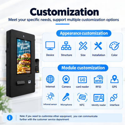 Terminal de quiosco de pedidos para exteriores con Windows Android montado en la pared para proyectos de restaurantes mayoristas