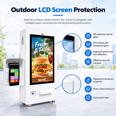 Outdoor Self-Service Ordering Kiosk 10-Point Capacitive Touch Screen Anti-Explosion Glass