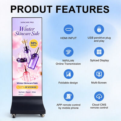 Portable Outdoor LED Poster Display 640x1920mm P2.0 Battery Powered Mobile Advertising Stand