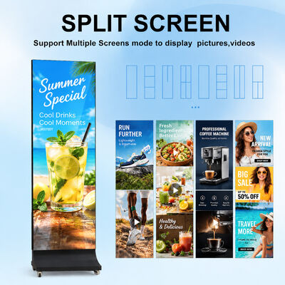 Portable Outdoor LED Poster Display 640x1920mm P2.0 Battery Powered Mobile Advertising Stand