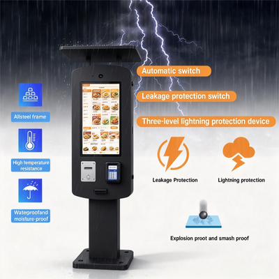 Commercial Freestanding Restaurant Food Ordering Terminal Custom Outdoor Self Ordering Kiosk for QSR Food Courts Cafes