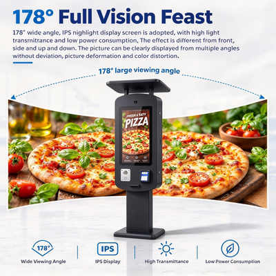 Commercial Freestanding Restaurant Food Ordering Terminal Custom Outdoor Self Ordering Kiosk for QSR Food Courts Cafes